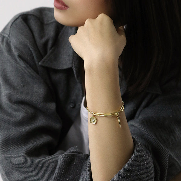 FS0363 925 Sterling Silver Cartoon Cute Puppy Pendant Bracelet