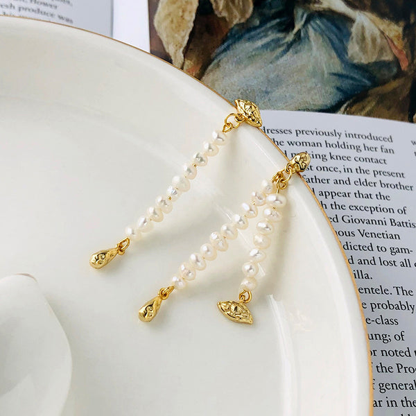 FE2595 925 Sterling Silver Baroque Pearl Dangle Stud Earring