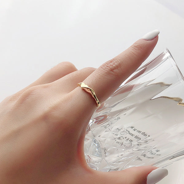 FJ0996 925 Sterling Silver Irregular Split Ring