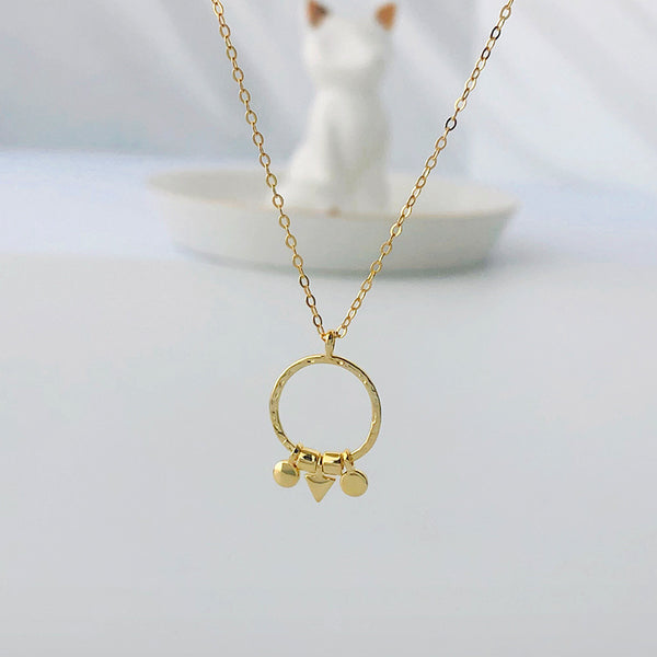 FX1046 925 Sterling Silver Geometric Circle Pendant Necklaces