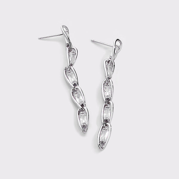 FE2636 925 Sterliang Silver Chain Dangle Stud Earring