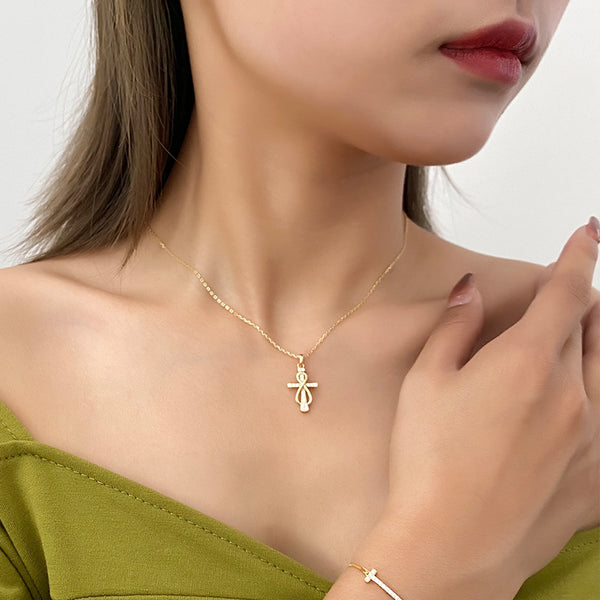 FX1170 Endless Circle Cross Pendant Necklace