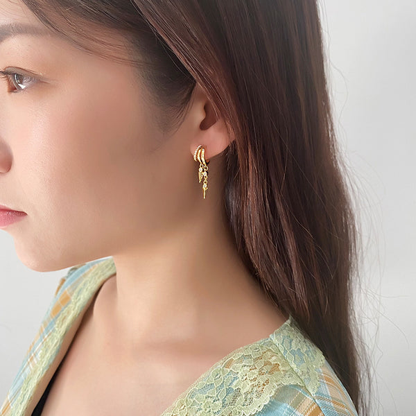 FE2640 925 Sterliang Silver Double Triangular Zircon Dangle Stud Earring