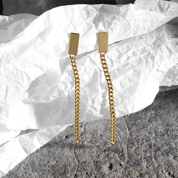 FE2656 925 Sterling Silver Vintage Long Tassel Stud Earrings