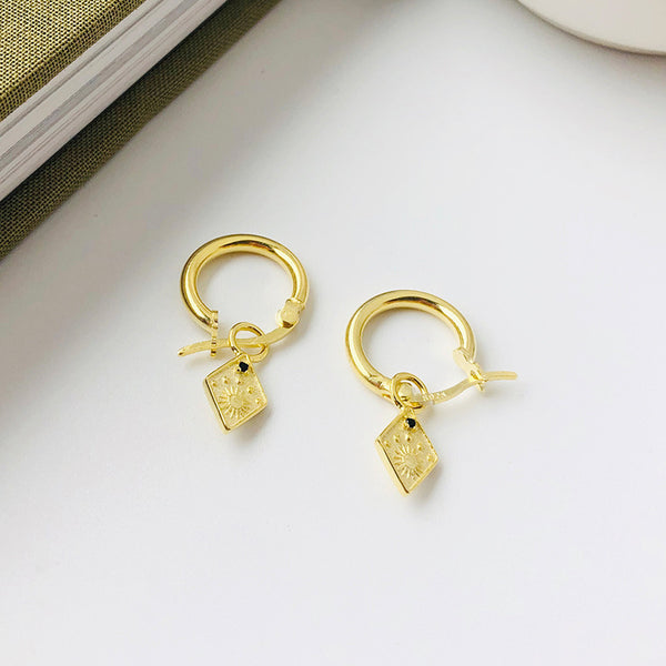 FE2482 925 Sterling Silver Diamond Sunset Dangle Earrings