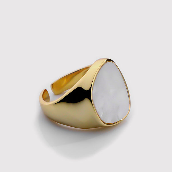 FJ0972 925 Sterling Silver Chunky White Shell Ring