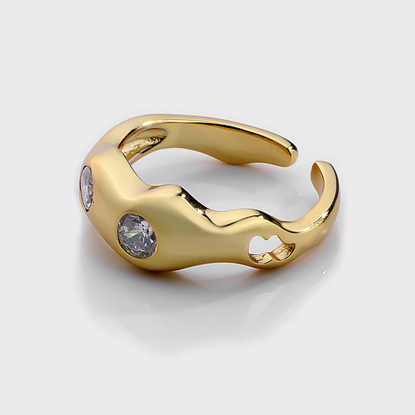 FJ0971 925 Sterling Silver Wave Genstone Ring