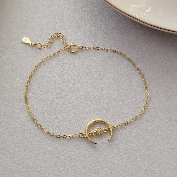 FS0343 925 Sterling Silver Crescent Moon Bracelet