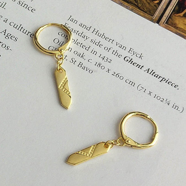 FE2556 925 Sterling Silver Dainty Tie Dangle Hoop Earring