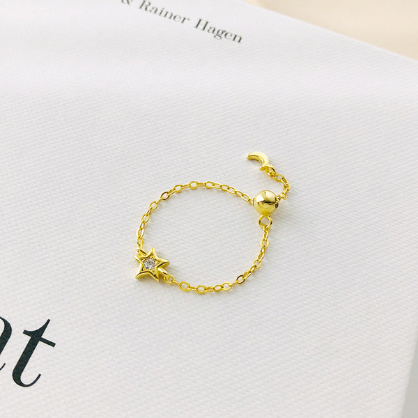 FJ0850 925 Sterling Silver Star Chian Ring