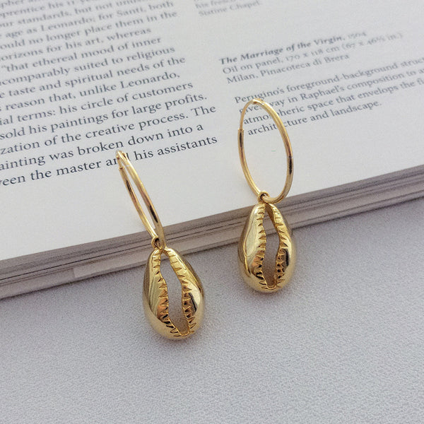 FE2555 925 Sterling Silver Dainty Broad Bean Dangle Hoop Earring