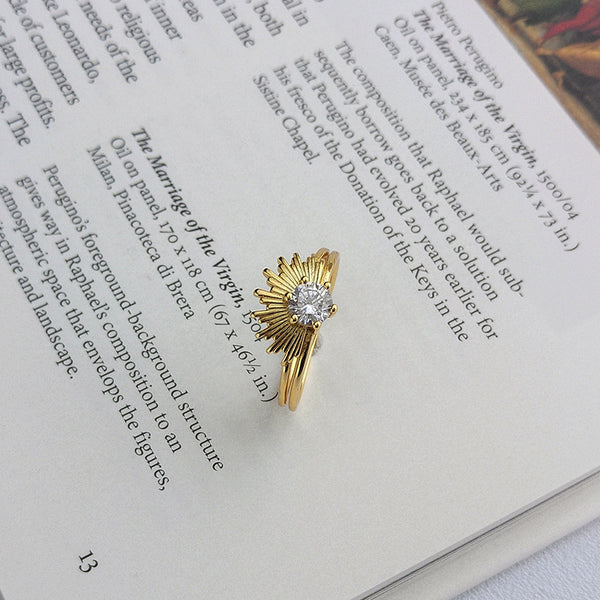 FJ0874 925 Sterling Silver Sunburst Ring