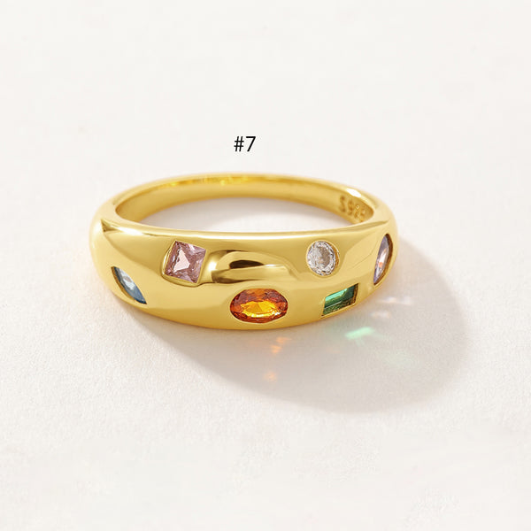 VFJ0122 Rainbow Cubic Zircon Chunky Dome Ring