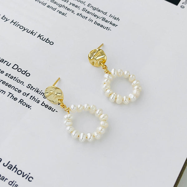 FE2699 925 Sterling Silver Baroque Irregular Freshwater Pearl Stud Earrings