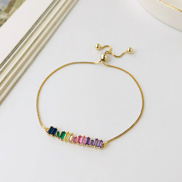 FS0327 925 Sterling Silver Rainbow Zircon Bracelet