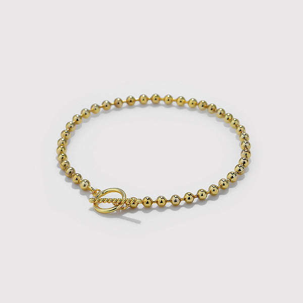 FS0339 925 Sterling Silver OT Buckle Beaded Bracelet