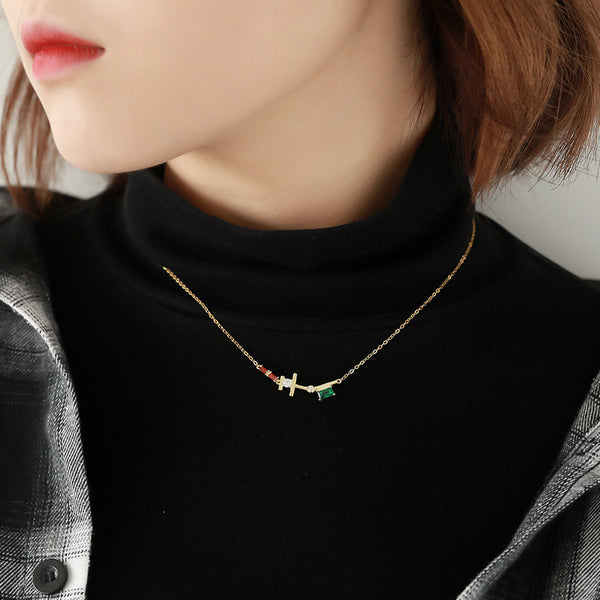 FX1167 925 Sterling Silver Colorful Zircon Necklace