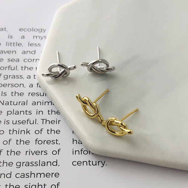 FE2597 925 Sterling Silver Dainty Little Knot Stud Earring
