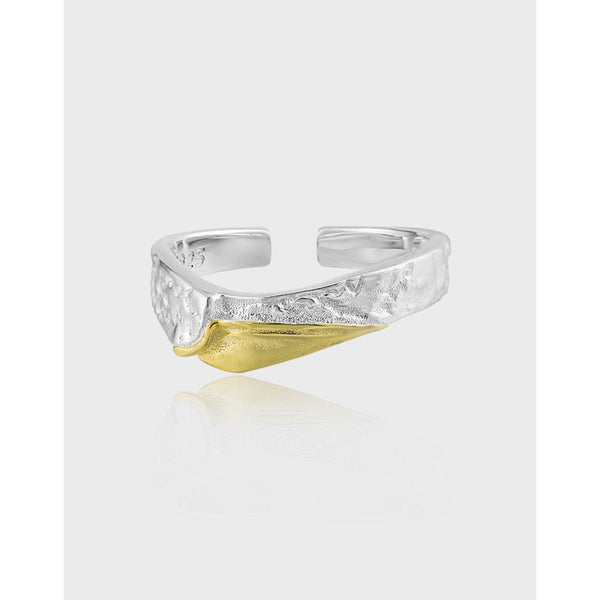 RHJ1181 925 Sterling Silver Geometric Irregular Texture Open Ring