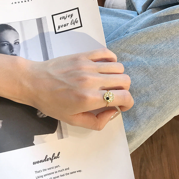 FJ0904 925 Sterling Silver Hammered Plante Ring