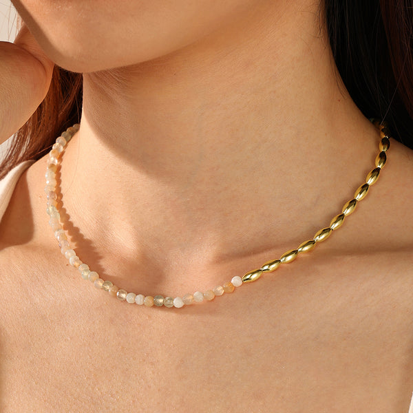 PN0093 Gold Bead Agate Necklace