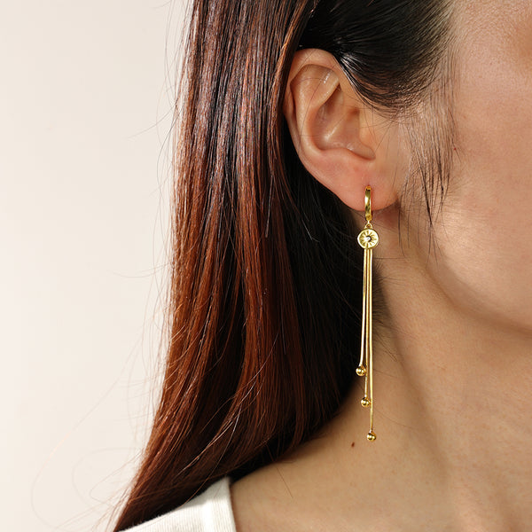 FE2404 925 Sterling Silver Triple Chain Hoop Earrings