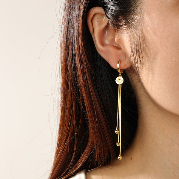 FE2404 925 Sterling Silver Triple Chain Hoop Earrings