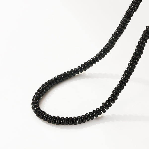 PN0195 925 Sterling Silver Black Charm Beaded Necklace