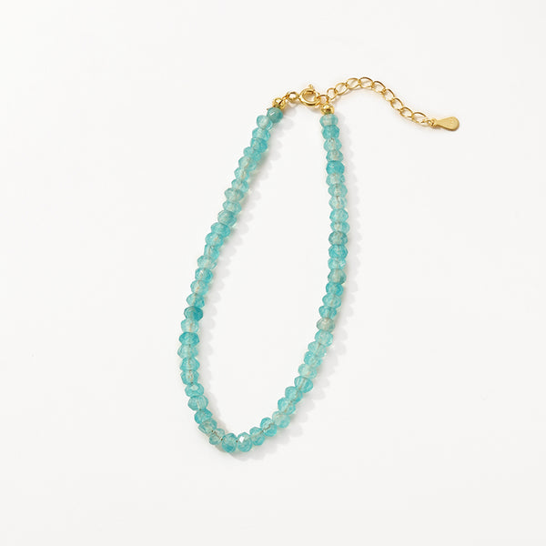 PB0129 925 Sterling Silver Ligh Bule Jade Beaded Bracelets