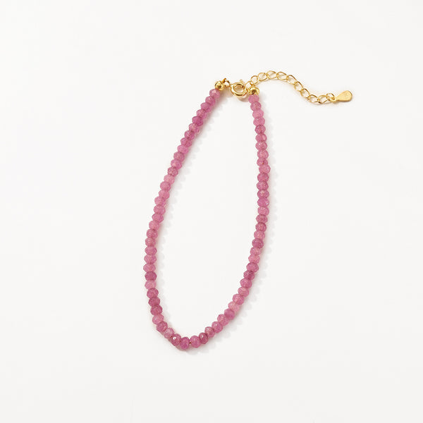 PB0125 925 Sterling Silver Pink Jade Bead Women Bracelets