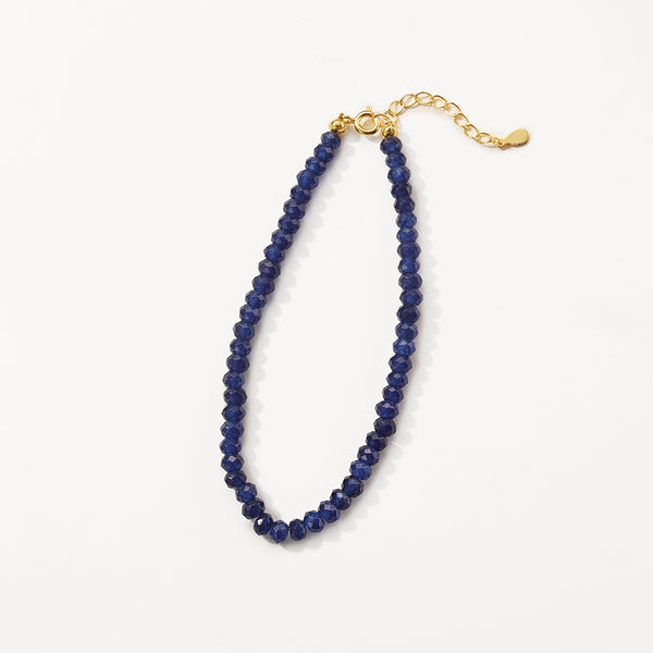 PB0123 925 Sterling Silver Dark Bule Jade Beaded Bracelets