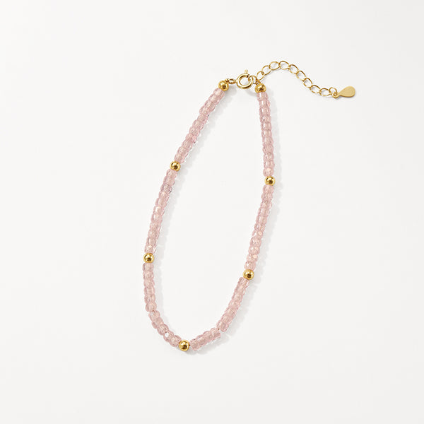 PB0110 925 Sterling Silver Pink Zirconia Chram Beaded Bracelets