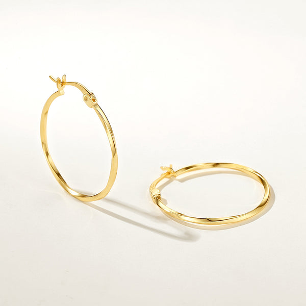 FE2294 925 Sterling Silver Classic Twist Big Hoop Earrings