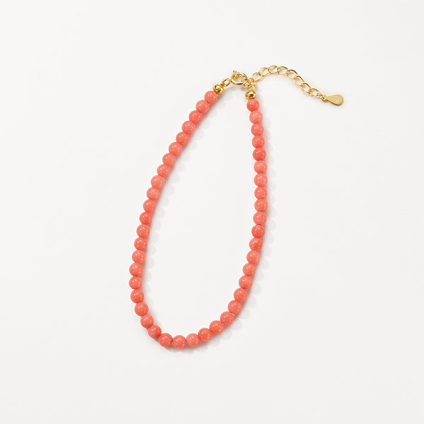 PB0120 925 Sterling Silver Pink Coral Beaded Bracelets