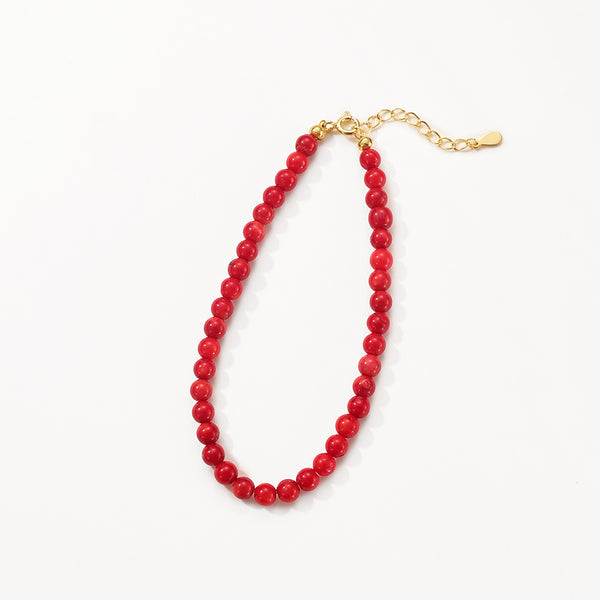 PB0131 925 Sterling Silver Red Coral Women Bracelets