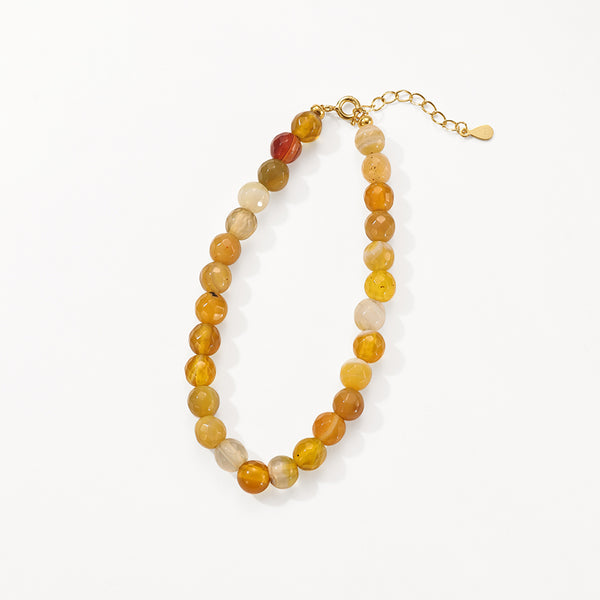 PB0115 Amber Color Agate Charm Beaded Bracelets