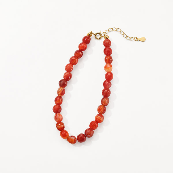 PB0113 Red Agate Charm Beaded Bracelets