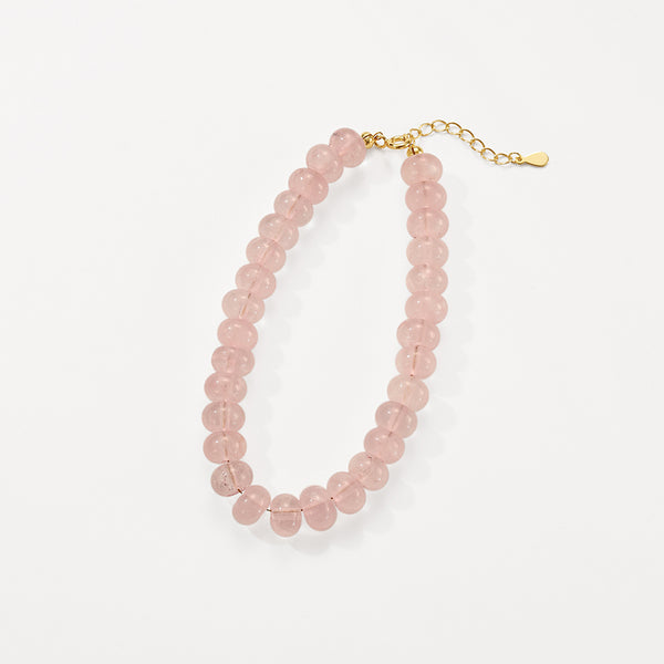 PB0151 925 Sterling Silver Pink Crystal Beads Bracelet