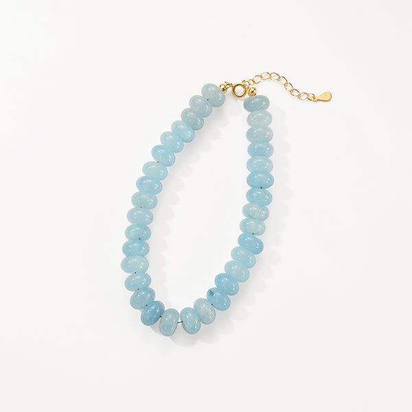 PB0147 925 Sterling Silver Blue Jade Charm Beaded Bracelet