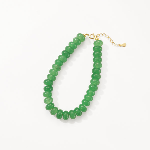 PB0143 925 Sterling Silver Green Aventurine Beaded Bracelet