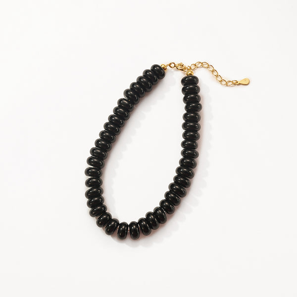 PB0138 Black Agate Charm Beaded Bracelets