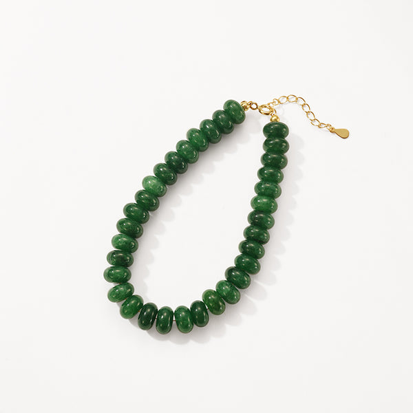 PB0132 925 Sterling Silver Green Beaded Charm Bracelets