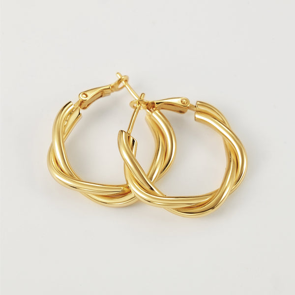 FE2152 925 Sterling Silver Minimalist Twisted Hoop Earrings