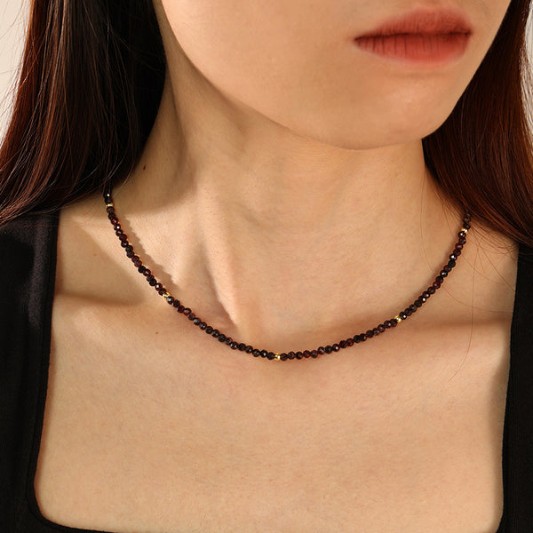 PN0087 925 Sterling Silver Red Crystal Necklace