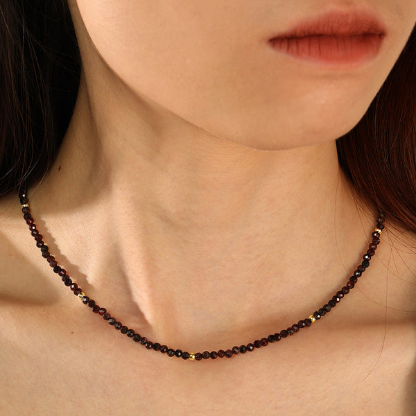 PN0087 925 Sterling Silver Red Crystal Necklace