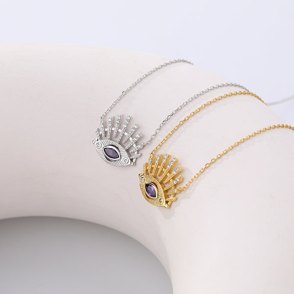 FX1254 925 Sterling Silver Evil Eye Pendant Necklace