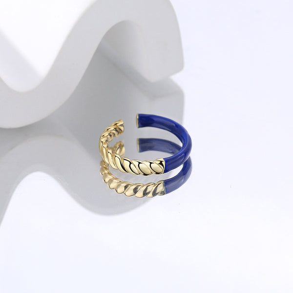FJ0889 925 Sterling Silver Twist Enamel Ring