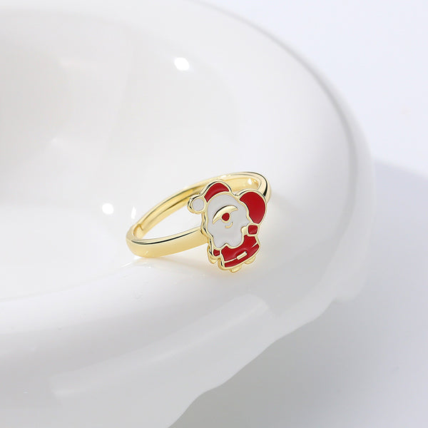 FJ0909 925 Sterling Silver Santa Claus Ring
