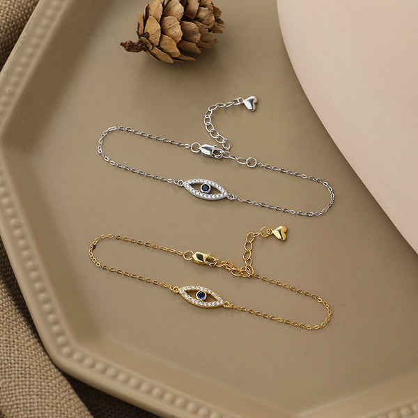 FS0365 925 Sterling Silver Luxurious Zircon Evil Eye Bracelet