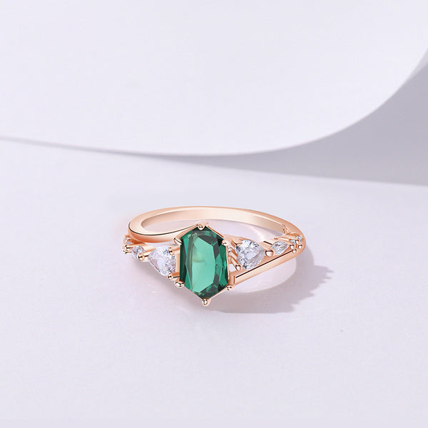 FJ1102 Natural Water Grass Agate Gemstone Ring